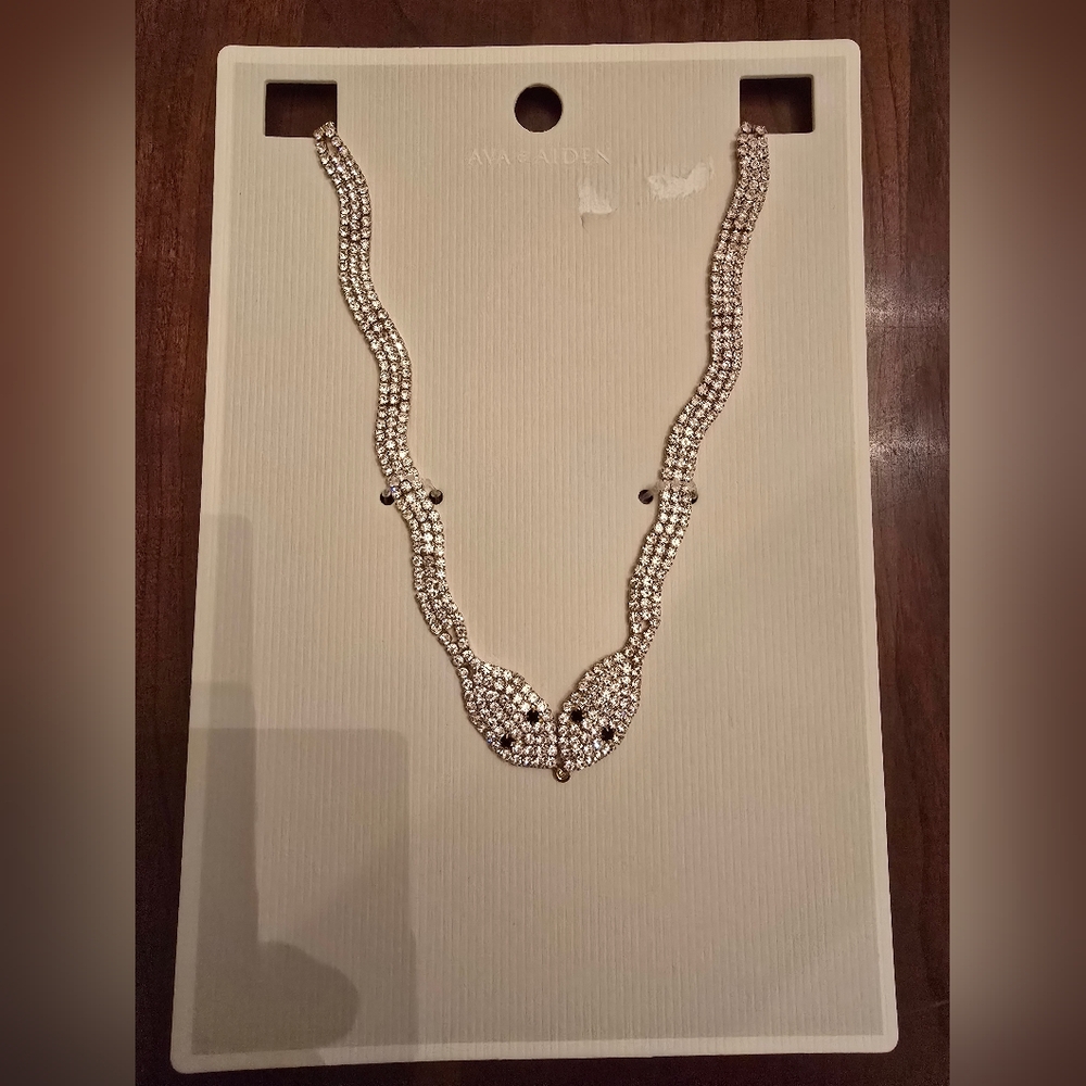 Gold and Silver Serpentine Necklace with Sparkling Accents NWT - Picture 3 of 3